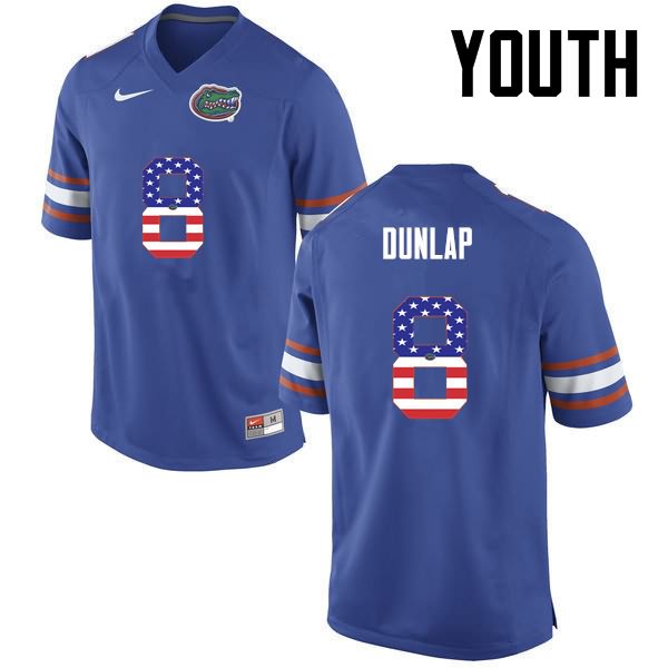 NCAA Florida Gators Carlos Dunlap Youth #8 USA Flag Fashion Nike Blue Stitched Authentic College Football Jersey TKT7664SZ